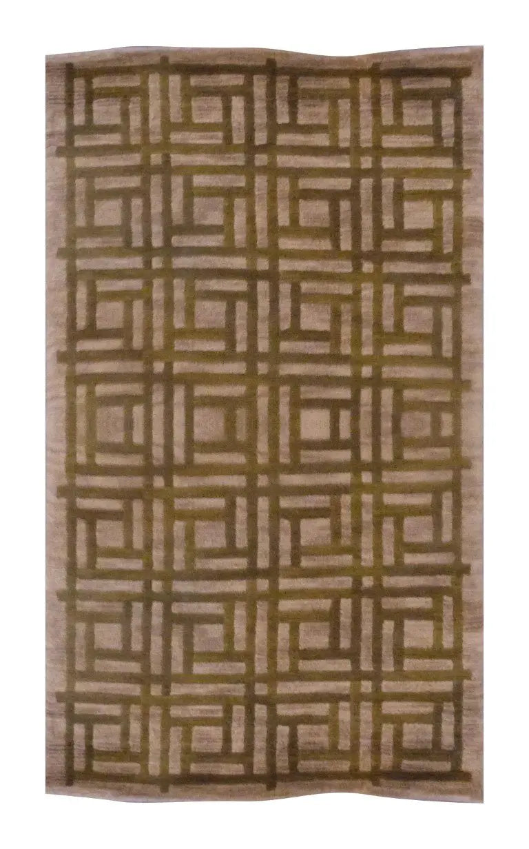 One Of The Kind Indian Modern Design Rug 4'6" X 2'6"